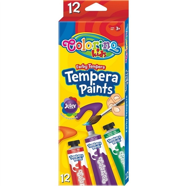 Farby Tempera w tubach Colorino Kids, 12 kolorów (68420PTR) (Uszkodzone opakowanie)